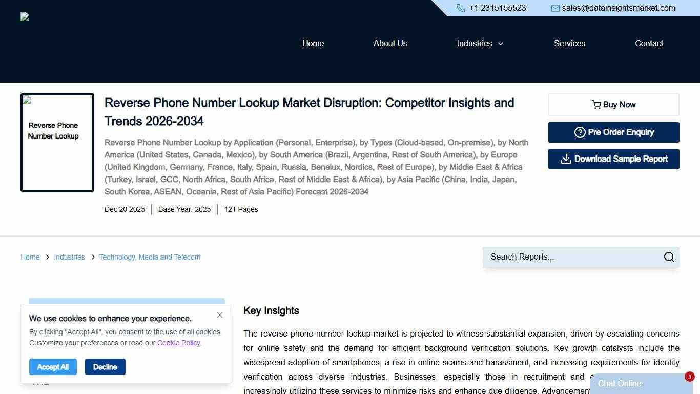 Reverse Phone Number Lookup Market Disruption: Competitor Insights and Trends 2026-2034
