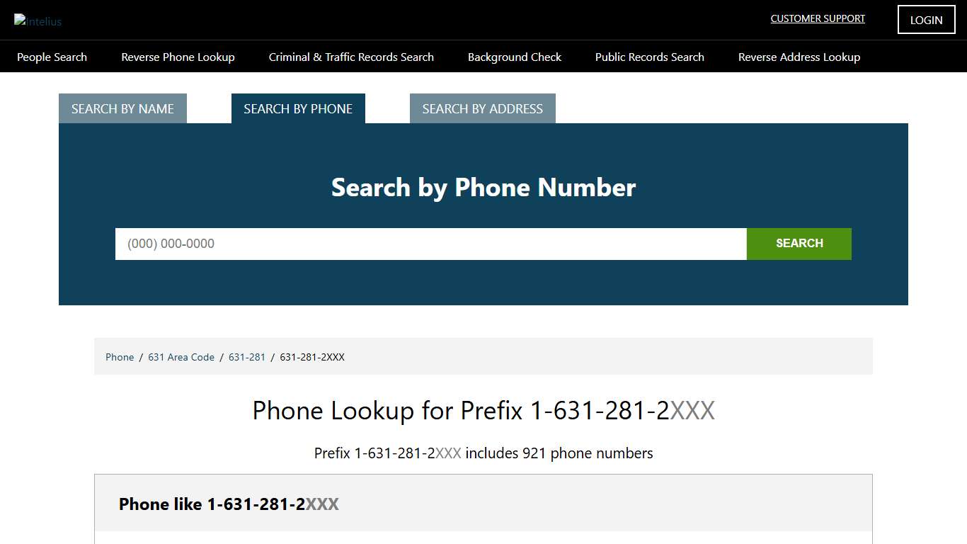 Free Reverse Phone Lookup - Phone Directory for 1-631-281-2 Intelius
